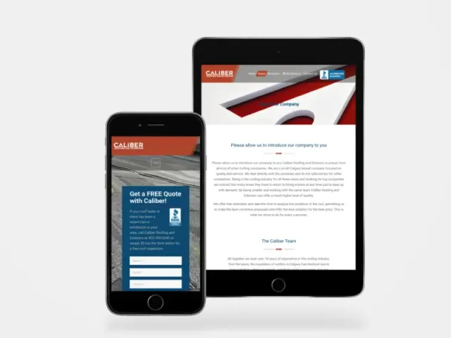 Caliber Roofing and Exteriors website