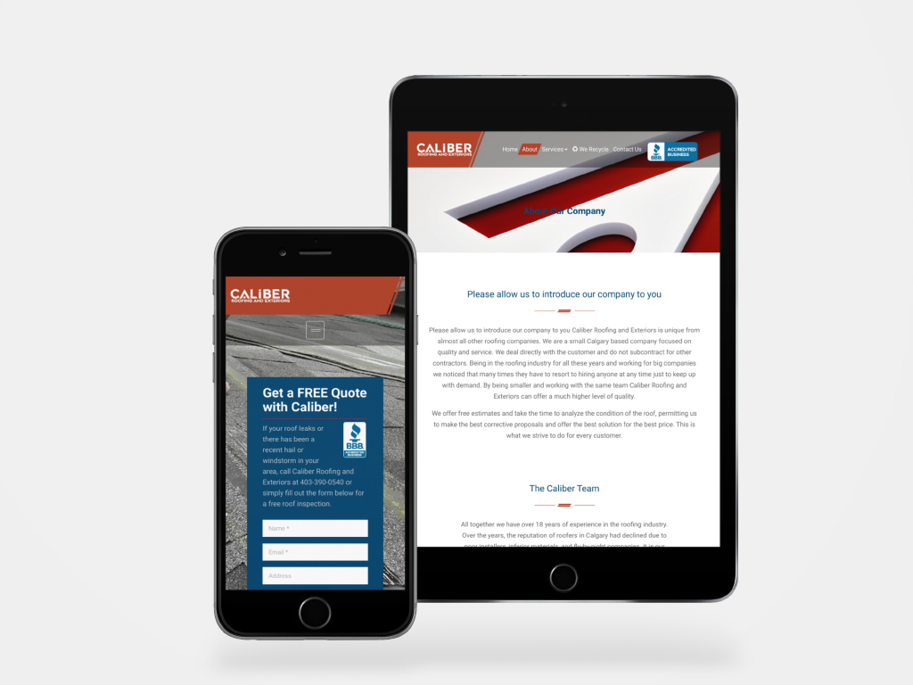 Caliber Roofing and Exteriors website case study