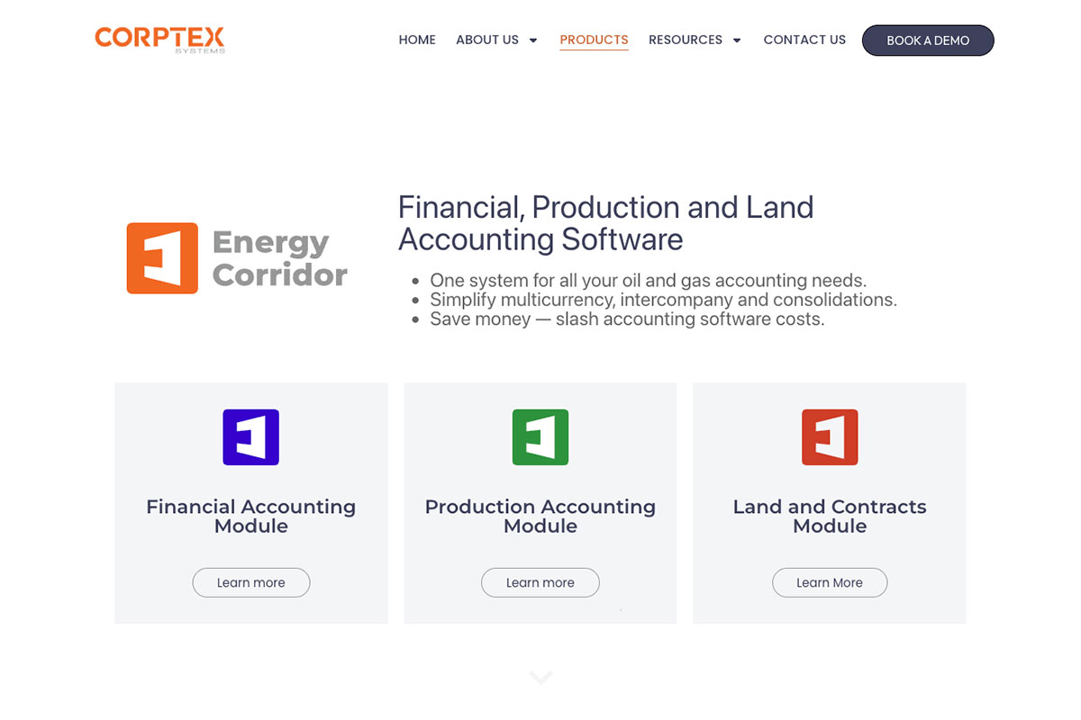 Corptex Systems products webpage